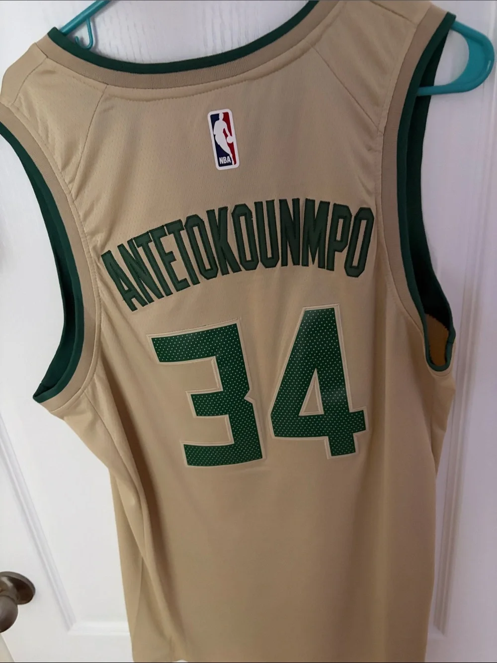 Nike Gold and Green Milwaukee Bucks #34 Basketball Jersey